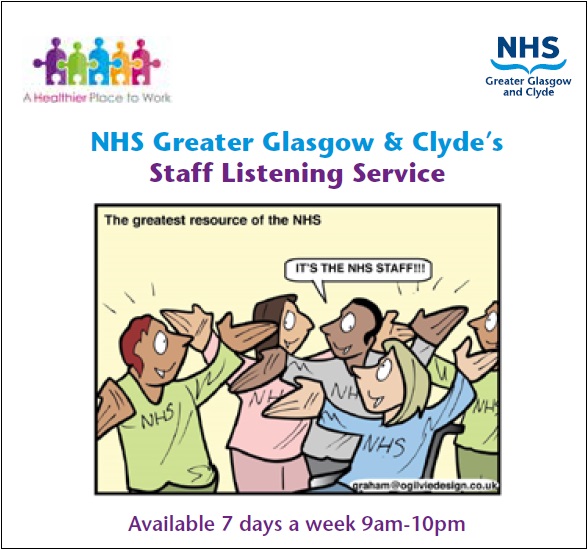 NHS Greater Glasgow and Clyde's staff listening service poster