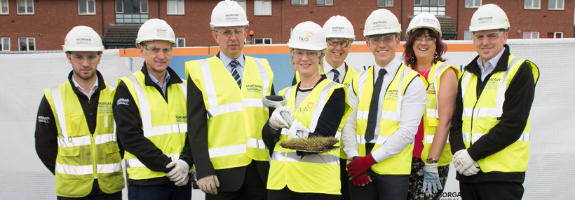 Shona Robison MSP with invited guests at Sod Cutting