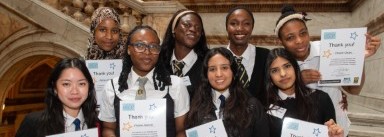Glasgow City Youth Health Service volunteers at city chambers event for volunteer week.